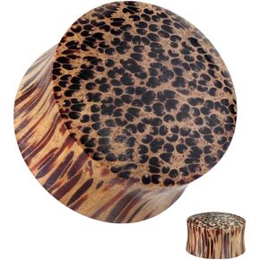 Pair (2PCS) COCONUT WOOD PLUGS Double Flare Gauges Organic Ear Tunnels 9314
