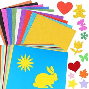 2 in 1 Glitter & Colored Cardstock Paper(20 sheets), A4 Mixed Colored Craft Cardstock 250 GSM, 10 Sheets Glitter Cardstock & 10 Colorful Paper Cardstock for Cricut, Crafts and Sparkly Paper