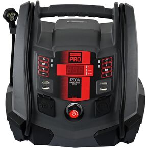 Schumacher Pro SPR1631 5-in-1 Portable Power Station and Jump Starter with Inverter, Air Compressor, and Work Light, 1200 Peak Amps, 12-Volt, Black, 1 Unit