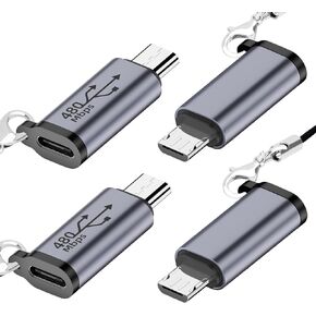 USB C to Mini USB Adapter (4 Pack), Type C Female to Mini USB Male Convert Connector, USB Mini to USB C Adapter Compatible with Digital Cameras, Computer, GPS