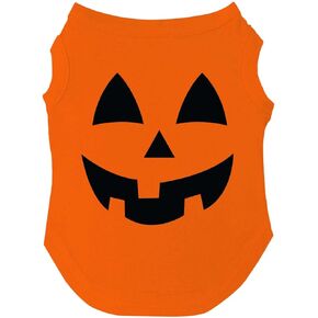 Jack-O-Lantern Pumpkin Dog Tee Shirt Sizes for Puppies, Toys, and Large Breeds (Orange, X-Small 141)