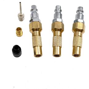 3Pcs Air Chucks for Tires,Brass Screw On Tire Inflator Chucks,Heavy Duty Twist-on Chucks with 3Pcs Presta Vavle Adapters