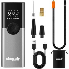 Tire Inflator Portable Air Compressor, Cordless 150PSI Tire Pump for Car, 2X Faster Inflation with LCD Dual Screen, LED Light, Auto Shut-off, 6000mAh Battery & 12V DC Power Cord