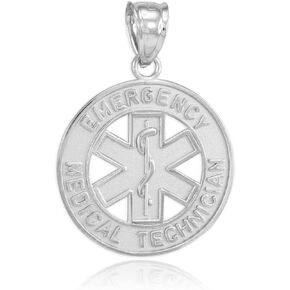 American Heroes Solid 14k Gold Emergency Medical Technician EMT Charm Star of Life Pendant