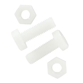 20 Pair Nylon Hex Bolts, M8x25mm Thread, Plastic White Hex Head Cap Screws and Nuts Set