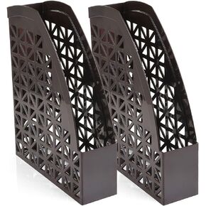 Mintra Office Plastic Desk Organizer 2pk Magazine File (Brown)