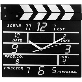 Large Retro Cinema Movie Slate Analog Wall Clock Clapper Film Modern Home, Theater Movie Reels Popcorn Wall Decor Home Decorations,Gift for Movie Lover, Friends and Family