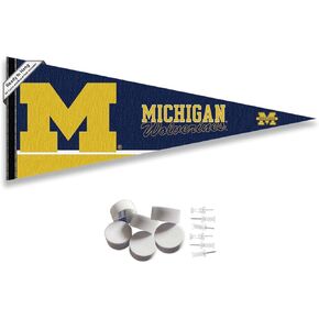 شركة College Flags & Banners Co. فريق ميشيغان، علم راية جامعة ولفرينز ومنصات تثبيت على الحائط