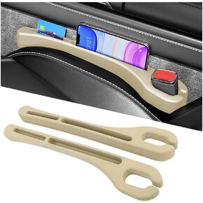 2PCS Car Seat Gap Filler Organizer,Upgrade Car Side Seat Gap Filler with Phone Holder,Multifunctional Car Seat Filler Gap Space Prevents Things Dropping for Cars,SUVs (Beige)