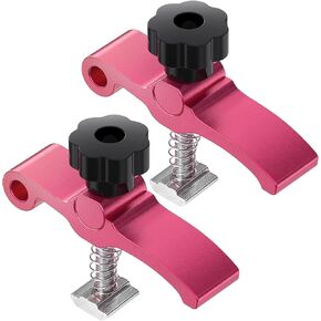 2PCS T-Track Hold Down Clamp for CNC Router Metalworking Woodworking, MDF Spoilboard with 6mm(0.24'') Threaded Hole Aluminum Spoilboard for M6 T-slot Nut 15 x 16mm(0.6 x 0.6'') 80mm-Length