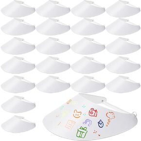 24 Pcs DIY Foam Sun Visors for Women White Golf Visor Adjustable String Sun Visor Hat Tennis Visor for Men Outdoors