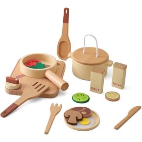 OESSUF Kitchen Set for Kids Wooden Play Kitchen Accessories Toddler Pretend Baking Cooking Playset, Cookware Utensils Learning Toys with Play Pots and Pans, Montessori Toy Gift Sets for Kids