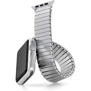 Speidel Twist-O-Flex Expansion band in Brushed Steel compatible for use with the 42/44/45 Apple Watch Series 1, 2, 3, 4,5, 6, 7, 8, 9 in Size 10