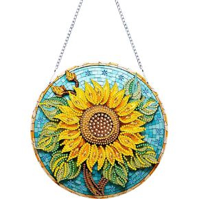 Nivvey DIY Hanging Diamonds Painting Pendant Kit Sunflower, 7.4x7.4inch Gem Painting Board Art Kit Ornament, Special Crystal Diamond Craft Box Kit