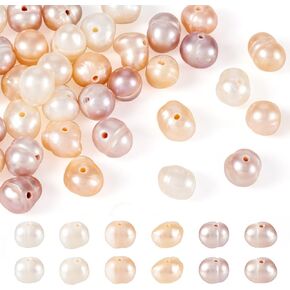 Beadthoven 100pcs Natural Freshwater Pearl Beads 4-6mm Mix Irregular Nuggets Pearl Beads Oval Rice Loose Pearls for DIY Bracelet Necklace Jewelry Making Beading Crafts Supplies Hole 0.5-0.7mm