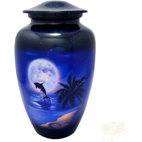 Cremation Urns- Moon Dolphin Adult Urn –Best Urn for Human Ashes – Funeral Urn (Adult (200 lbs) – 10.5 x 6 “, On Beach) in Kuwait