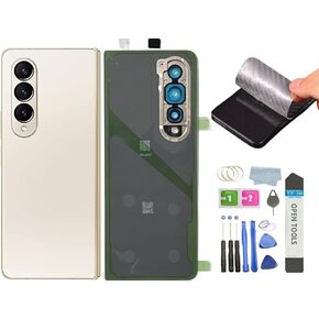 Z Fold 4 Back Glass Replacement for Samsung Galaxy Z Fold 4 Back Cover Glass with Pre-Installed Tape and Camera Lens +Rear Protective Film +Tools (Beige)