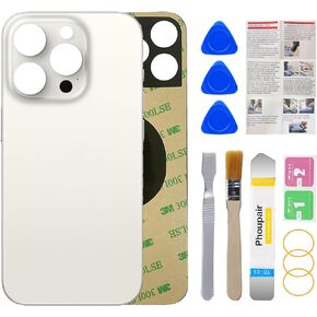OEM rear Back Glass Replacement for iPhone 15 Pro 6.1 Inches with Professional Repair Tool Kit and Installation Instruction (Natural Titanium)