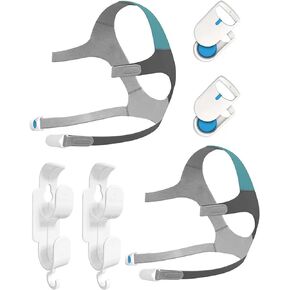 عبوتان بديلتان لأغطية الرأس متوافقة مع قناع AirFit N20، عبوتان من أغطية الرأس الناعمة المصنوعة من النايلون الفاخر + زوجان يتميزان بمشابك مغناطيسية + قطعتين من شماعات خرطوم (صغير)