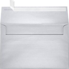 LUXPaper A9 Invitation Envelopes | Peel & Press | 5 3/4" x 8 3/4" | Silver Metallic | 80lb. Text | 50 Qty