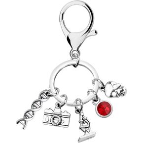 Forensic Science Gift Forensics Charm Bracelet DNA Microscope Criminology Gift Crime Scene Jewelry Fingerprint Gift (ForensicsCharm)
