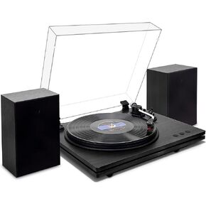 Record Players for Vinyl with Speakers, Belt Drive 2 Speed Bluetooth Turntable, Adjustable Counterweight Vinyl Player Support RCA, Stereo System for Home, Black