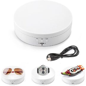 حامل عرض دوار كهربائي 3 سرعات من Leadled، حامل عرض قابل للدوران 360 درجة للتصوير الفوتوغرافي ومجوهرات تصوير الفيديو (أبيض)