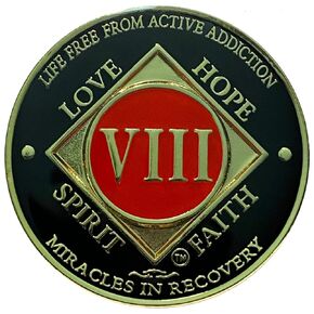 NA 8 Year Gold Color Plated-Medallion, Recovery Token, NA Coin, Narcotics Anonymous Coin
