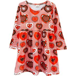 Adorable Toddler Girls Casual Cartoon Print Short Sleeve Dresses for 2-8 Years, Flutter Sleeves, Knee Length