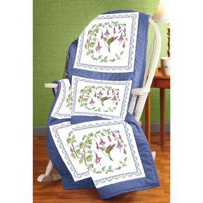 Janlynn Hummingbird Quilt Block Stamped Cross Stitch, 18 by 18-Inch, 6 Per Package