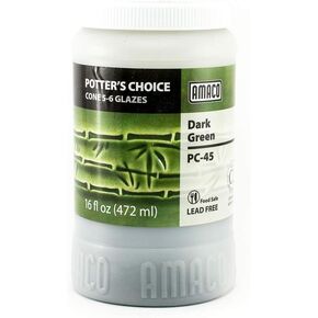 Amaco Potters Choice Hi Fire (Cone5-6) Glaze - Pint # PC-45 -Dark Green