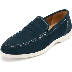 Meijiana Men's Genuine Leather Loafers Slip-On Moccasins Suede Dress Shoes, Lightweight and Breathable with Rubber Sole Stylish Mens Loafers