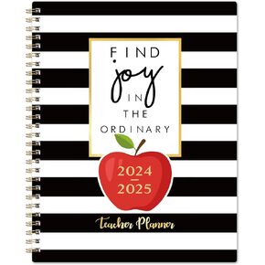 Teacher Planner 2025-2026 - Weekly & Monthly Lesson Plan Book, July 2025 - June 2026, 8" x 10", Academic Planner with Twin-Wire Binding for Teachers - Classic Black