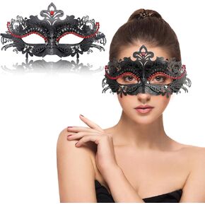 قناع تنكر من Qavctw للنساء أزياء الهالوين نصف قناع كرنفال ماردي غرا قناع للحفلات الراقصة قناع النساء البندقية in Kuwait