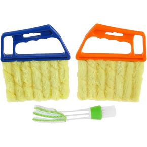 Window Venetian Blind Cleaner Duster Tool, 7 Finger Duster Brush and Blind Duster Brush Hand-Held Window Shutters Venetian Shades Brush for Window Air Conditioner Duster Dirt Cleaner 3Pcs