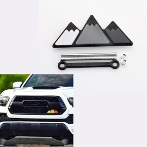 1 PC Tri-Color Grille Badge, Automotive Grille Decoration Accessories, Front Grille Decoration Emblem, ABS Car Grille Emblem, Compatible with Tacoma 4Runner (White & Gray & Black)