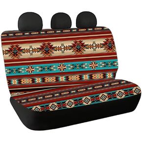 Aztec Ethnic Stripes Car Seat Covers Bench Seat Protector, Durable & Anti-Scratch Car Back Seat Cover, 2 Pcs Set, Fit Most Trucks, SUV, Sedan