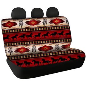 Aztec Ethnic Stripes Car Seat Covers Bench Seat Protector, Durable & Anti-Scratch Car Back Seat Cover, 2 Pcs Set, Fit Most Trucks, SUV, Sedan
