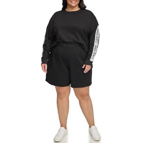 Calvin Klein Women's Plus Embroidered Logo Smocked Waist Midi Cargo Short