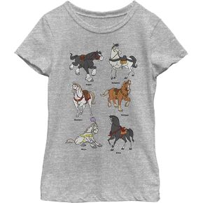 Disney Little, Big Princesses Horses Girls Short Sleeve Tee Shirt