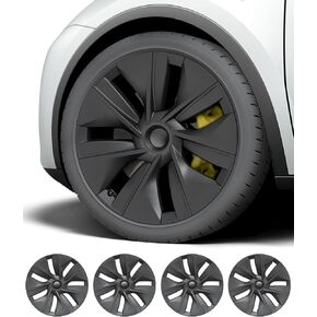 19 inch Wheel Cover for Tesla Model Y 2019-2024 with 4 Center Logo Caps Original Rims Wheel Covers Replacement Accessories Hubcaps Compatible with Tesla Model Y 19 inch(4 Pack)