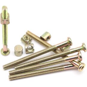 binifiMux 6-Pack M6-1.0 x 80mm Furniture Barrel Nuts and for Crib Cot Baby Bed, Allen Head Hex Drive Socket Cap