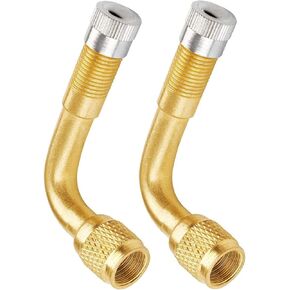 2-Pack Tire Valve Extension, 90 Degree Tire Valve Stem Extension Brass Adaptor Compatible for Passenger Cars, Stroller, Bicycles, Motorcycles, Trailers, RV and Recreational Vehicles (90°)
