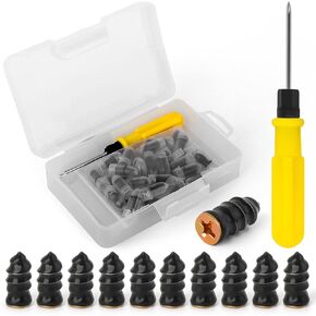 80PCS Tire Repair Rubber Nail, Vacuum Tire Repair Rubber Screws Black, Fast Tool Self-Service Tire Repair Nail, for Car Motorcycle Fast Tire Repair Tools (40s+40l+Screwdriver)