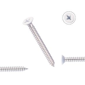 Venforze White Head Wood Screws, 100 PCS #6X2" Stainless Steel Phillips Flat Head,Stainless Steel 304 Screw,Home Screw Kit