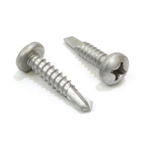 Bolt Dropper 8 x 1/2" Self Tapping Stainless Steel Metal Screw, (100 Pack) Phillips Pan Head Self Drilling Screws, 410 SS, Choose Size