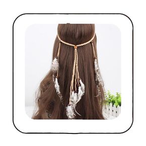 GORTIN Boho Feather Headbands Brown Indian Feather Headpieces Gypsy Hippie Headpiece Bohemia Headwear Festival Party Costume Headress Hair Accessory for Women and Girls (Type D)