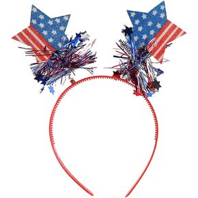 Patriotic Head Boppers Headband,American Flag & Stars Headband with Tassel for Independence Day Fourth/4th of July Party Props Decoration
