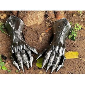 Medieval Nazgul Fantasy Gauntlets SCA Halloween Armor Gauntlets, Silver Handmade Medieval Fully Functional Armor Metal Gauntlets, Replica Steel Gauntlets for Men, Wearable for Adult