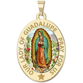 PicturesOnGold.com Our Lady of Guadalupe Religious Medal Oval - in Sterling Silver and 10K or 14K Gold